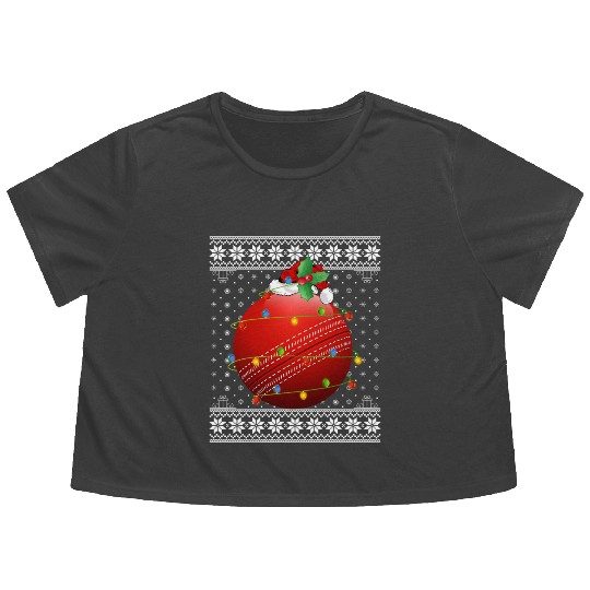 Cricket Player Ugly Christmas Flowy Cropped Tees