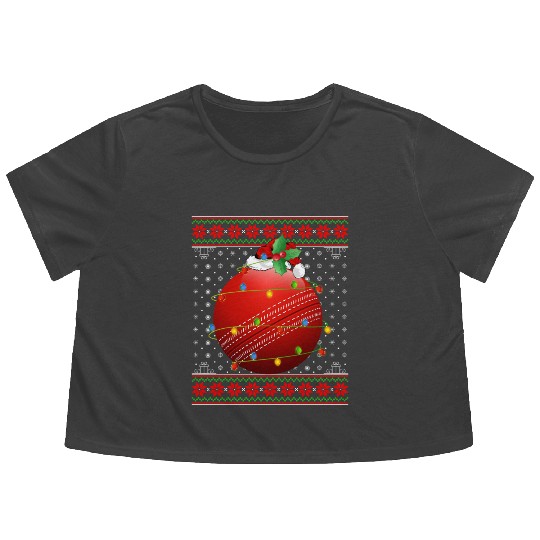 Cricket Player Christmas Flowy Cropped Tees