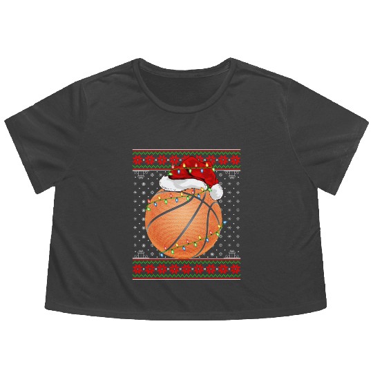 Basketball Player Christmas Flowy Cropped Tees