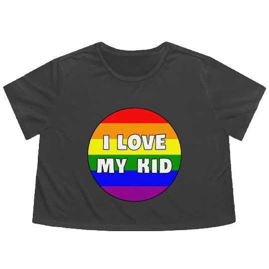 I Love My Kid, Rainbow Version Flowy Cropped Tees