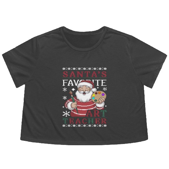 Santa's Favorite Art Teacher Flowy Cropped Tees