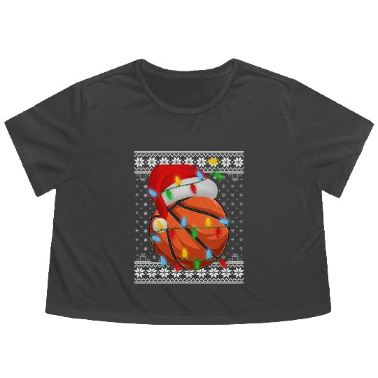 Basketball Christmas Flowy Cropped Tees