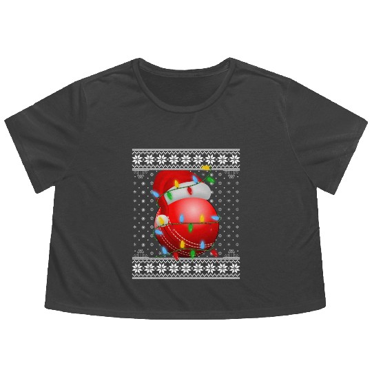 Cricket Ball Christmas Flowy Cropped Tees