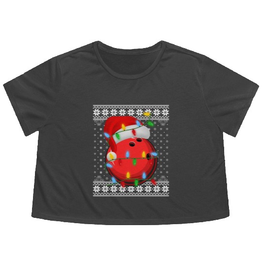 Bowling Ball Christmas Flowy Cropped Tees