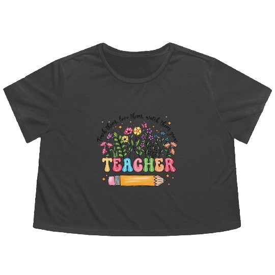 Teacher Wildflowers Flowy Cropped Tees