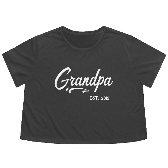 Grandparents Grandpa Established 2018 Grandfather Flowy Cropped Tees