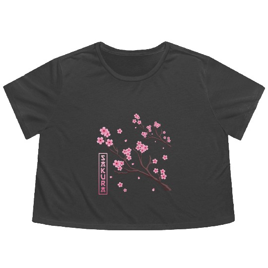 Cherry Blossom Japan Harajuku Manga Japan Sakura Flowy Cropped Tees
