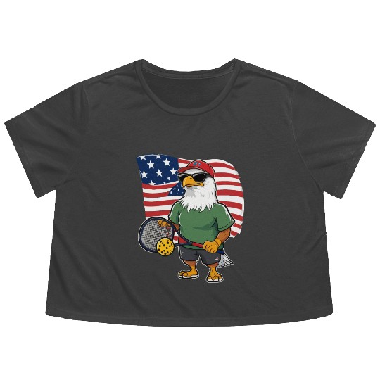 US Flag Pickleball Eagle Flowy Cropped Tees
