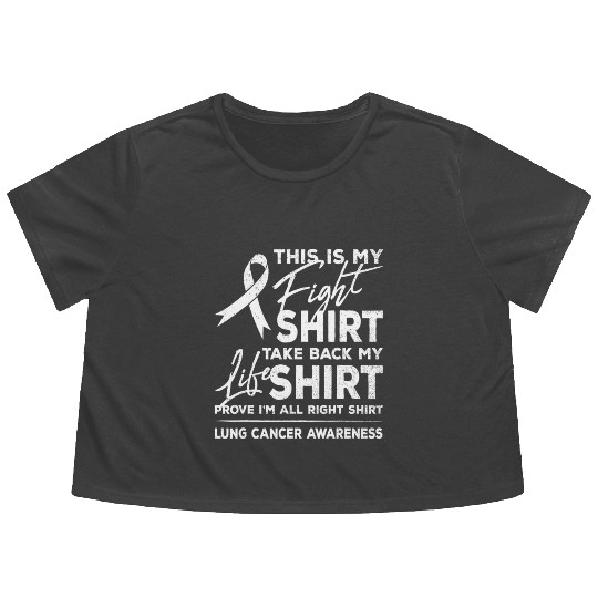 This is My Fight Flowy Cropped Tees Lung Cancer Support