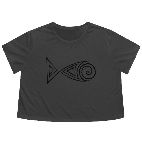 Zentangle stylized fish Flowy Cropped Tees