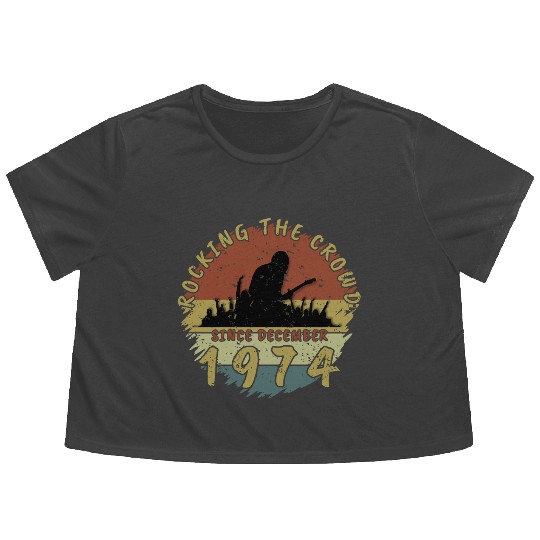 50th birthday Rocking this planet GIT 12/1974 Flowy Cropped Tees