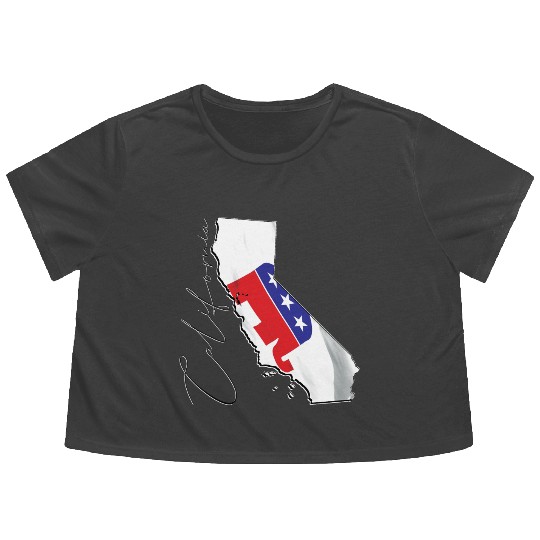 Republican Flag in California State Map CA Flowy Cropped Tees