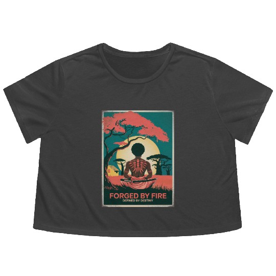 Vintage Afro Samurai Warrior - Forged By Fire Flowy Cropped Tees
