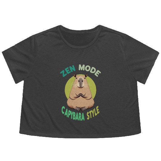 gift idea funny quote zen design Capybara Flowy Cropped Tees