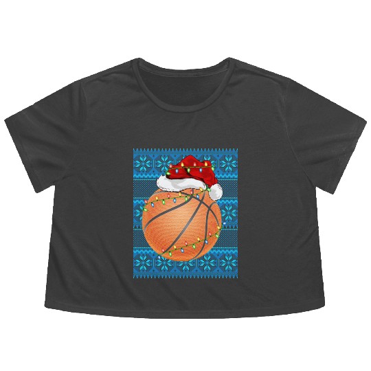 Basketball Christmas Lights Flowy Cropped Tees