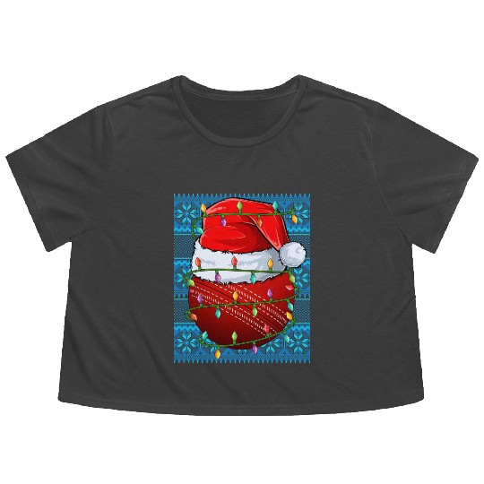 Cricket Ball Christmas Lights Flowy Cropped Tees