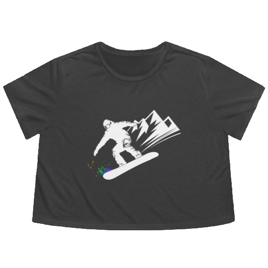 Snowboard Snowboarder Snowboarding Winter Sports Flowy Cropped Tees