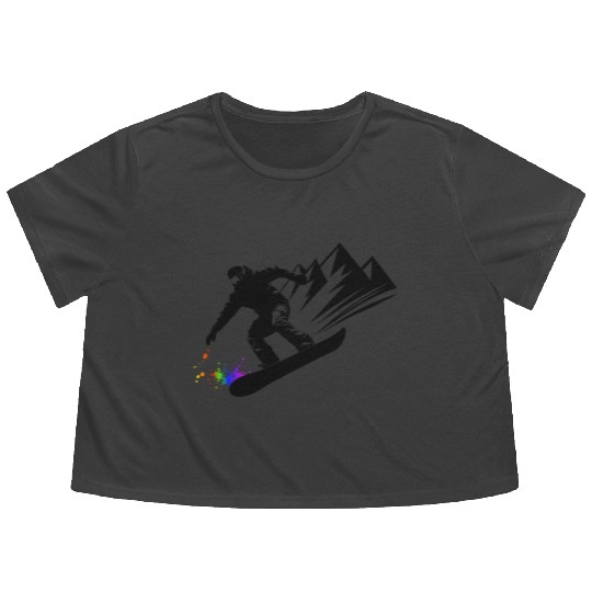 Snowboard Snowboarder Snowboarding Winter Sports Flowy Cropped Tees