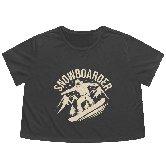 Snowboard Snowboarder Snowboarding Winter Sports Flowy Cropped Tees