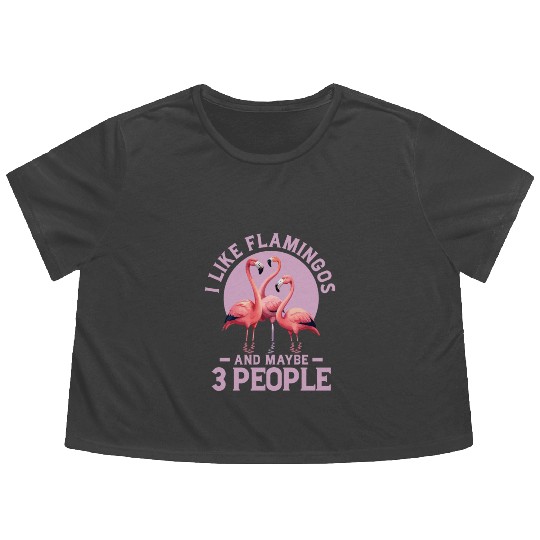 I Like Flamingos And Maybe 3 People Pink Bird Cute Flowy Cropped Tees