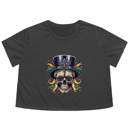 Dia De Los Muertos Festival Parade Mardi Gras Flowy Cropped Tees