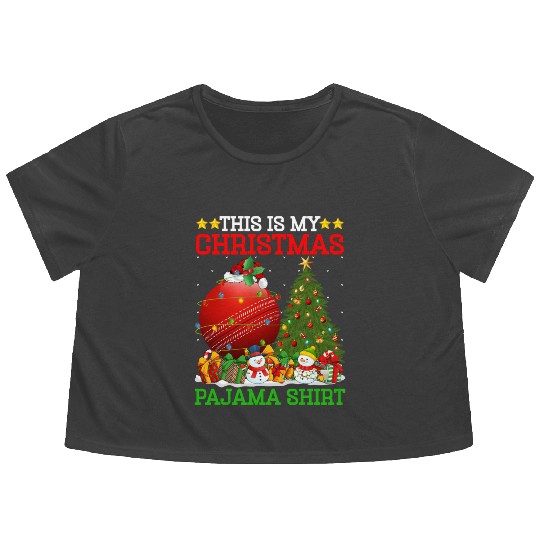 Cricket Ball Christmas Tree Lights Flowy Cropped Tees