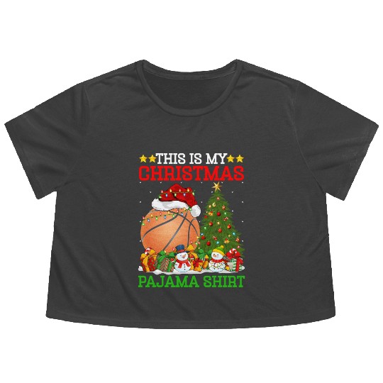 Basketball Christmas Tree Lights Flowy Cropped Tees