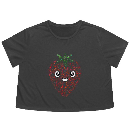 Strawberry From Happy Bubbles And Circles Flowy Cropped Tees
