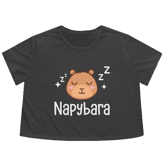 Napybara Sleepy Cute Capybara Sleeping Nap Lover Flowy Cropped Tees
