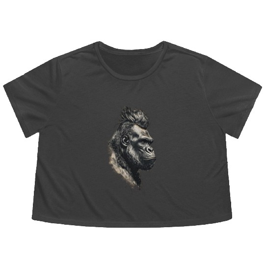 KingKong gorilla's face Flowy Cropped Tees