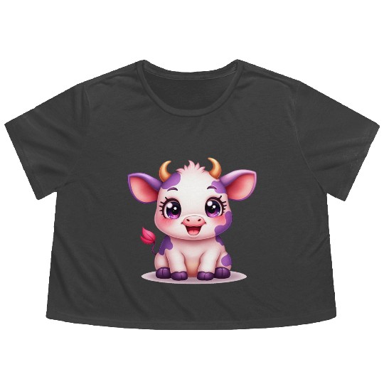 blueberry cow Gift unique Flowy Cropped Tees