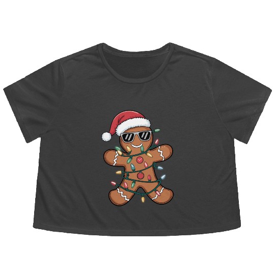 Can't Catch Me, Retro Christmas, Gingerbread Funny Flowy Cropped Tees