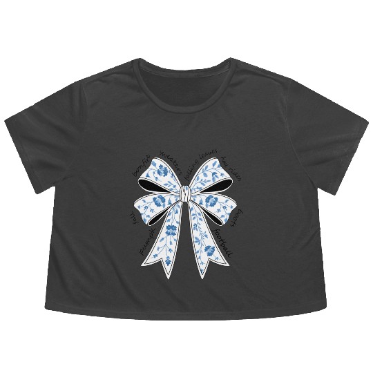 Christmas Coquette Bow, Merry Christmas Flowy Cropped Tees