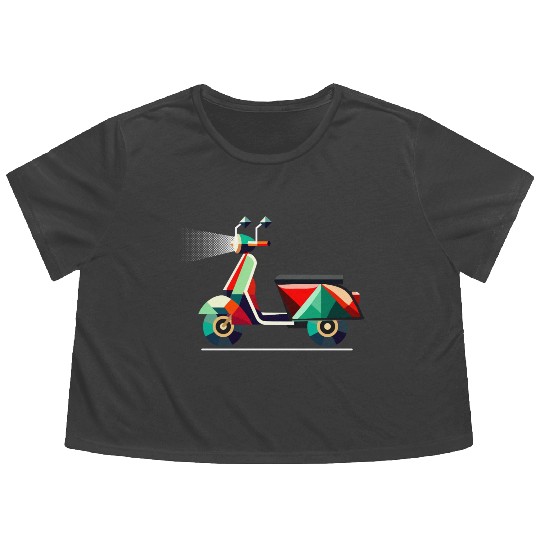 unique geometric colorful scooter motif Flowy Cropped Tees