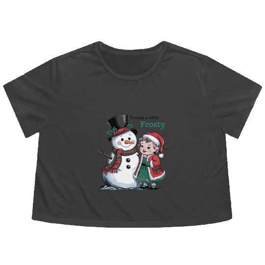 Snowman Christmas, Funny Snowman Flowy Cropped Tees