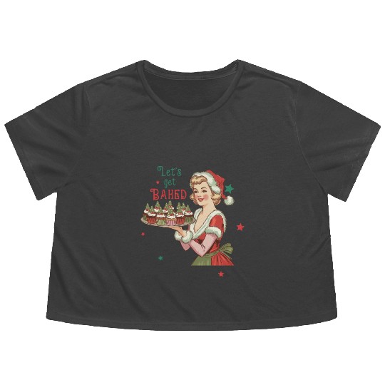 Santa Christmas, Christmas Retro Flowy Cropped Tees