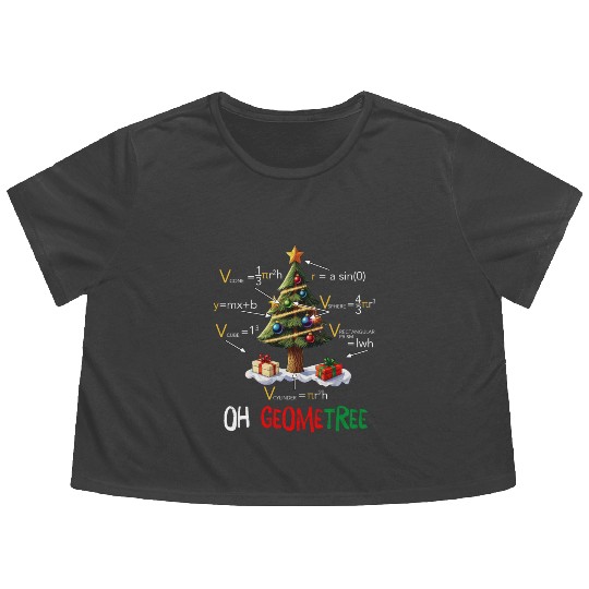 Oh Geometree Christmas Tree Geometry Math Teacher Flowy Cropped Tees