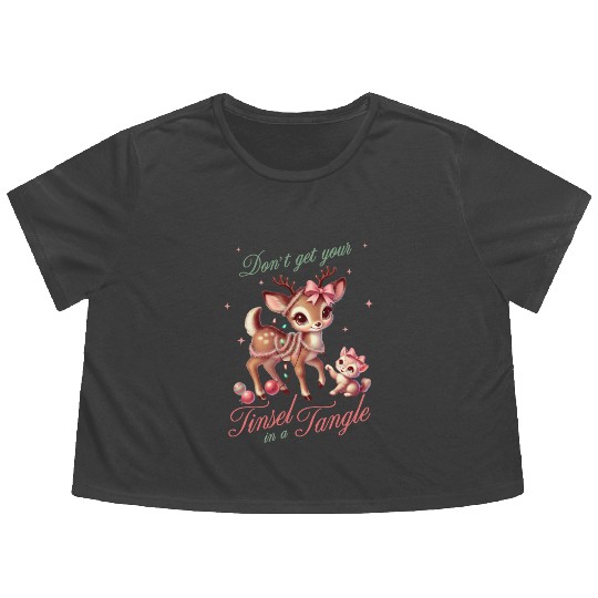 Don t Get Your Tinsel in a Tangle, Merry Christmas Flowy Cropped Tees