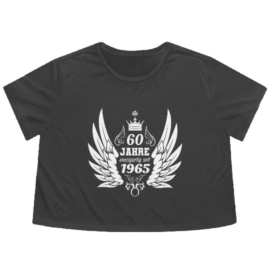60 years unique since 1965 angel wings Flowy Cropped Tees