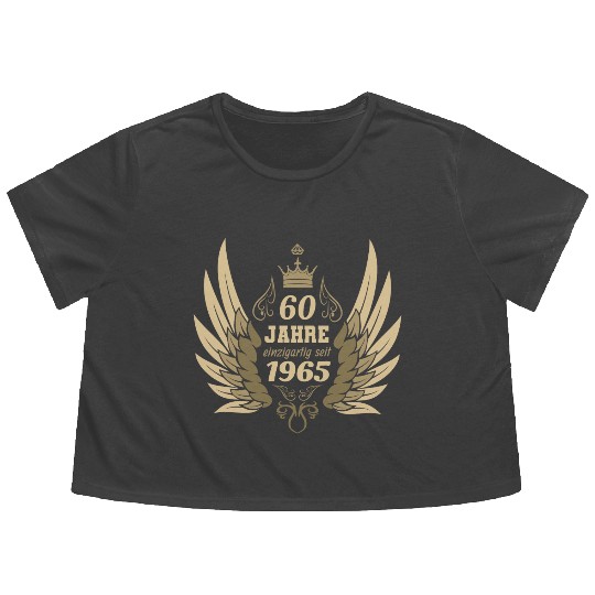 60 years unique since 1965 angel wings Flowy Cropped Tees