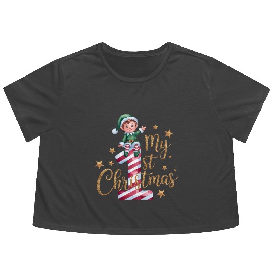Merry Christmas, Christmas Retro Flowy Cropped Tees