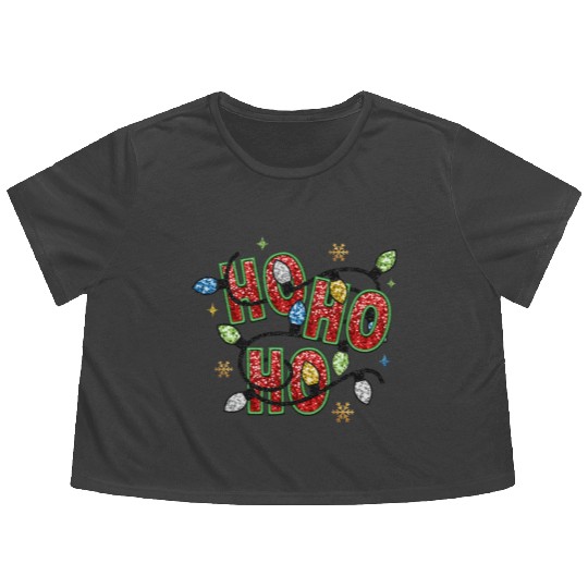 Ho Ho Ho Christmas, Merry Christmas Flowy Cropped Tees