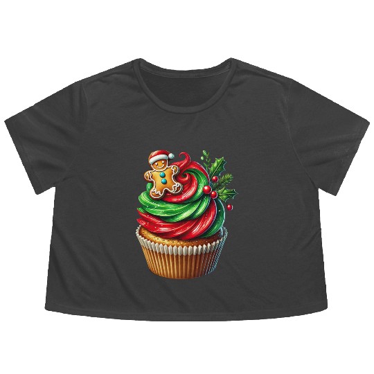 Christmas ice cream, Merry Christmas Flowy Cropped Tees