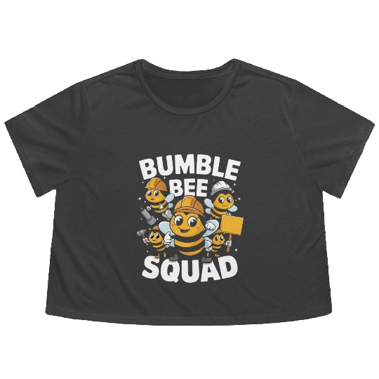Fun Bumblebee Squad Cartoon Art Flowy Cropped Tees