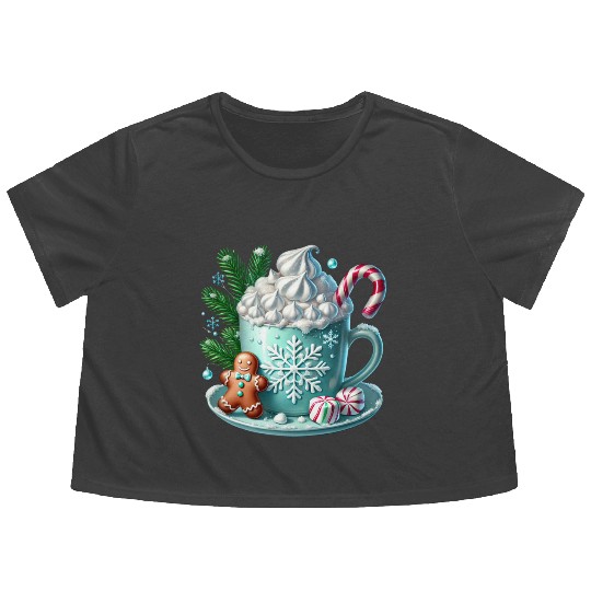 Christmas ice cream, Coquette Chistmas Flowy Cropped Tees