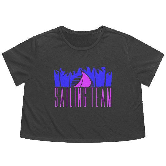 Sailing Team Ship Sun Palm Trees Sunset Sunrise Flowy Cropped Tees