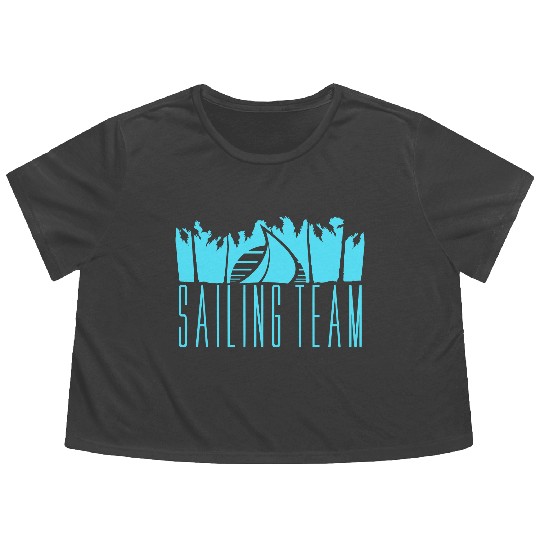 Sailing Team Ship Sun Palm Trees Sunset Sunrise Flowy Cropped Tees