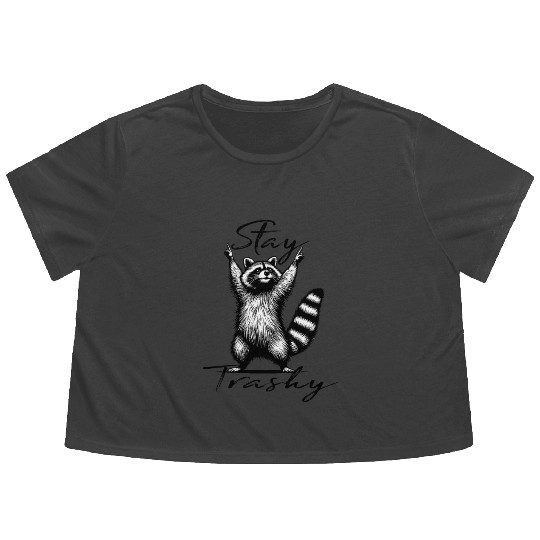 Stay Trashy Raccoon squad Flowy Cropped Tees