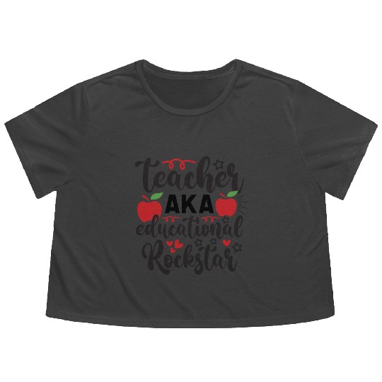 Teacher AKA education rockstar Flowy Cropped Tees