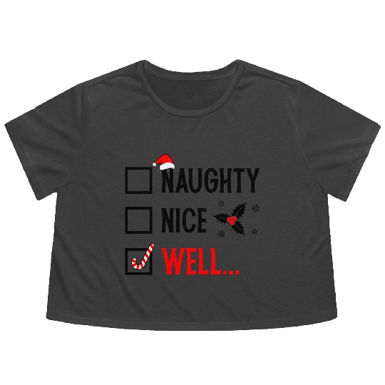 Naughty or Nice Funny Christmas Flowy Cropped Tees